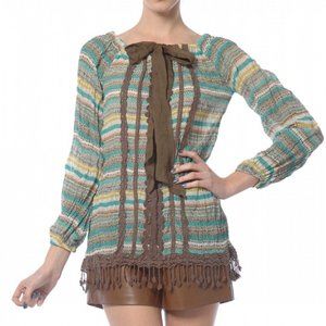 Ryu Striped Long Sleeve Top w/Fringe Bottom
